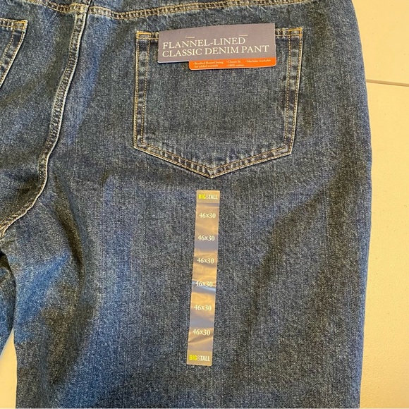 NWT Croft & Barrow Flannel Lined Jeans Mens 46x30 Classic Fit Denim Warm - Picture 11 of 13